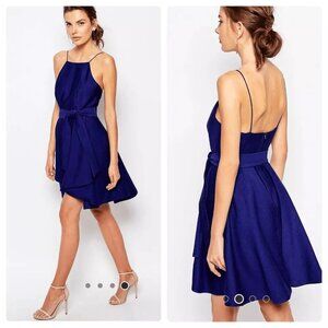 C/Meo Collective Tie Waist Mini Dress Blue Sz M